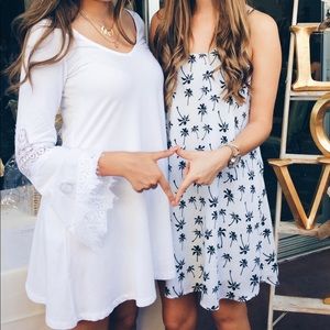 Express Long Sleeve Lace Detail Dress - White